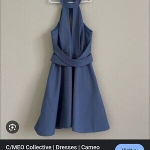 C/MEO Collective Blue Sleeveless Halter Cocktail Dress
